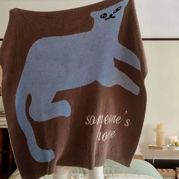 Coffee Cat Microfiber Blanket