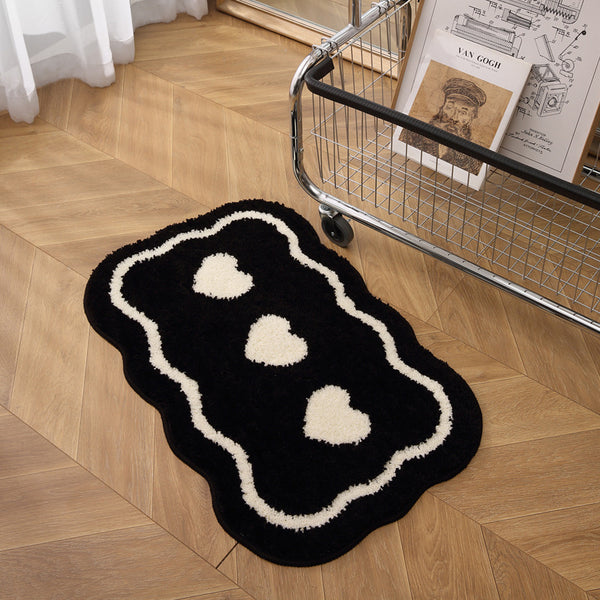 Ultra Soft Plush Carpet | Black white heart