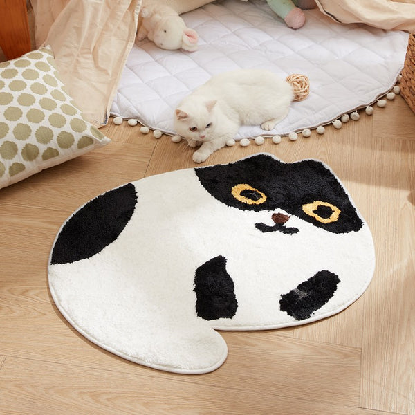 Ultra Soft Plush Carpet | Black white cat